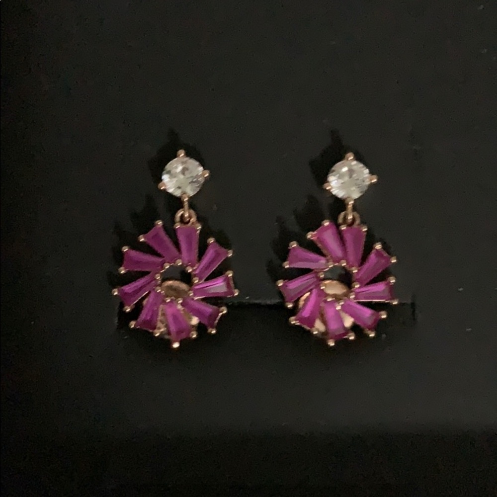 Gold plated ruby pierced earrings